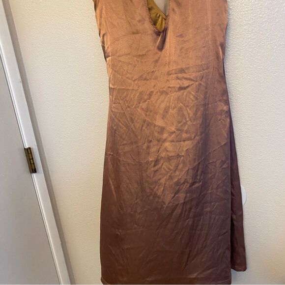 WEISSMAN Balera Elite Dance silky Charmeuse Mock Neck slip Dress D13067 MA adult - Picture 4 of 12